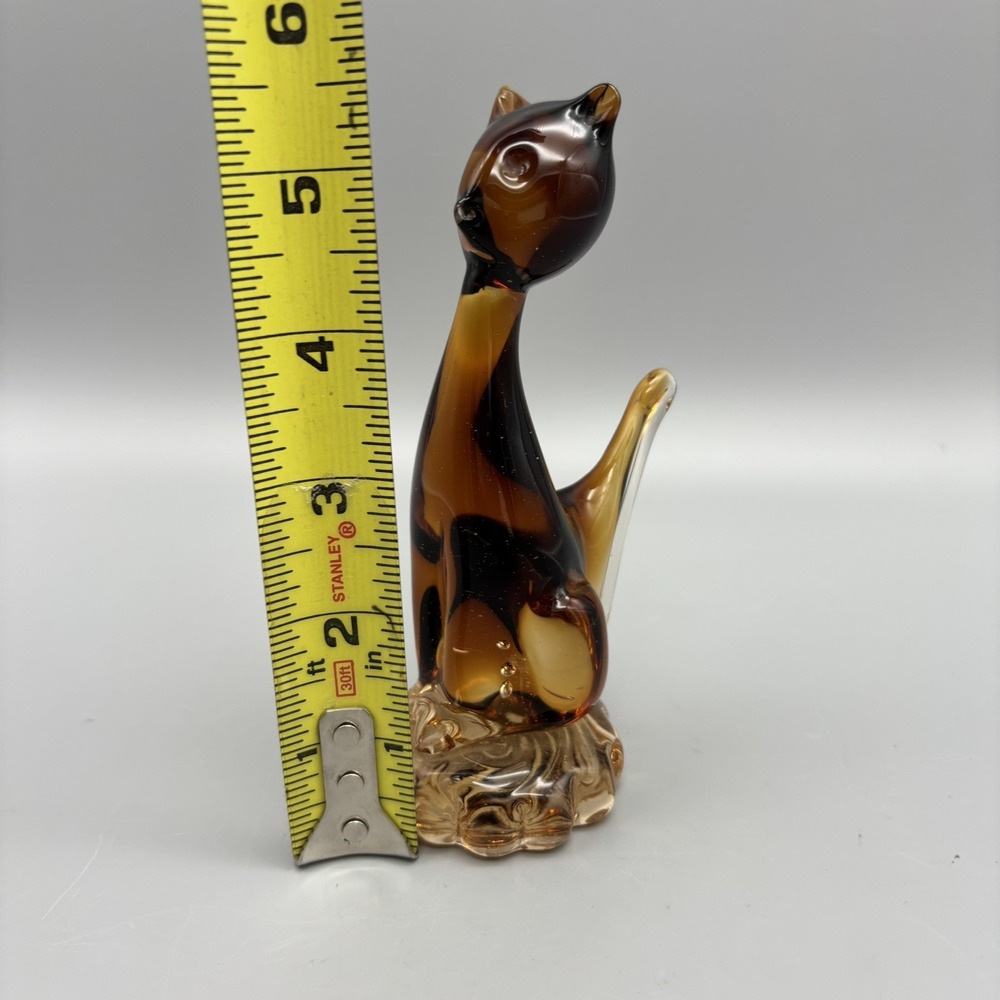 Vintage‎ Amber Art Glass Cat Sculpture Figurine 5.5" Tall - Picture 10 of 10